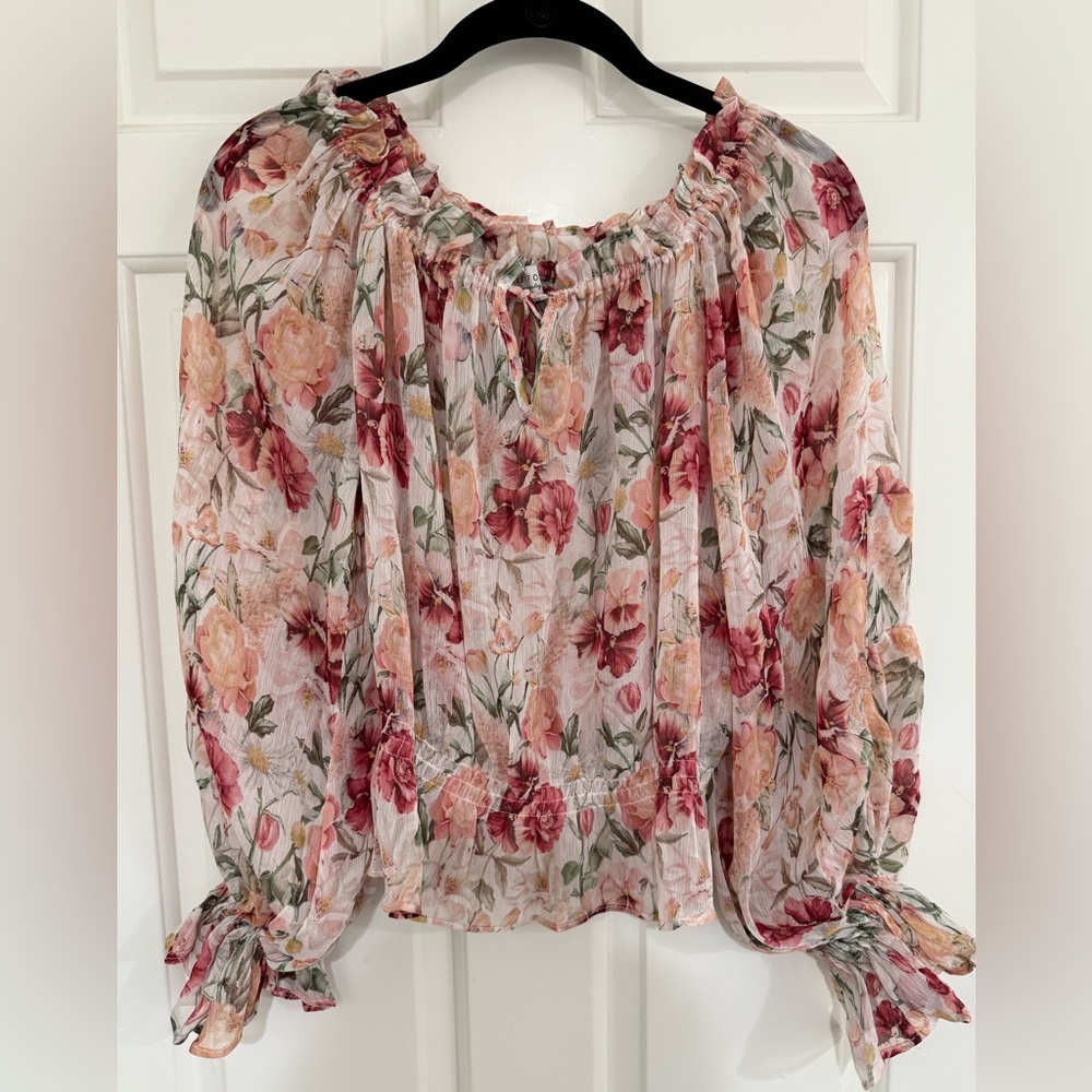Dress Forum Los Angeles Floral Blouse - Red and Pink